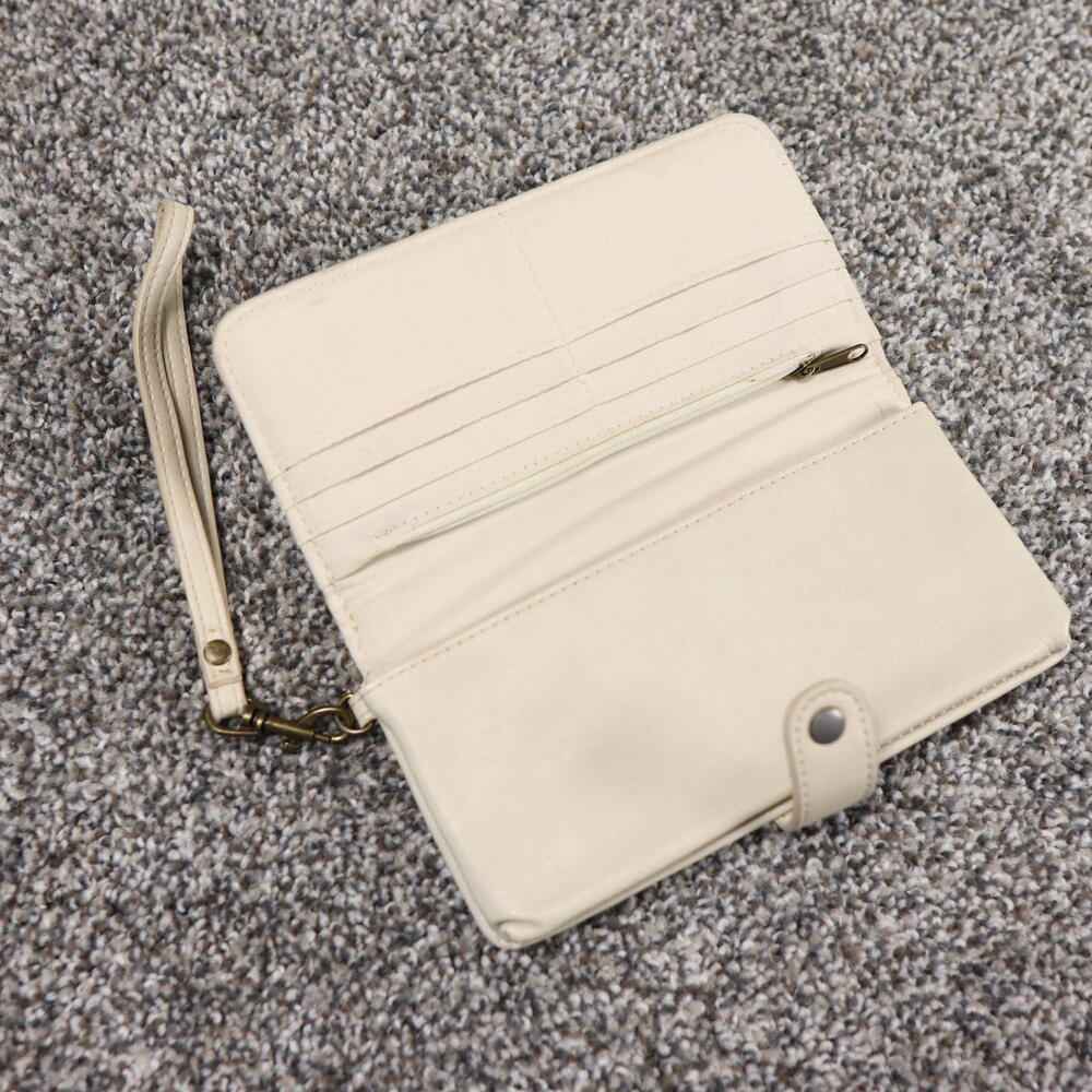 faux leather y2k wallet beige white wristlet wallet clutch - Picture 3 of 7